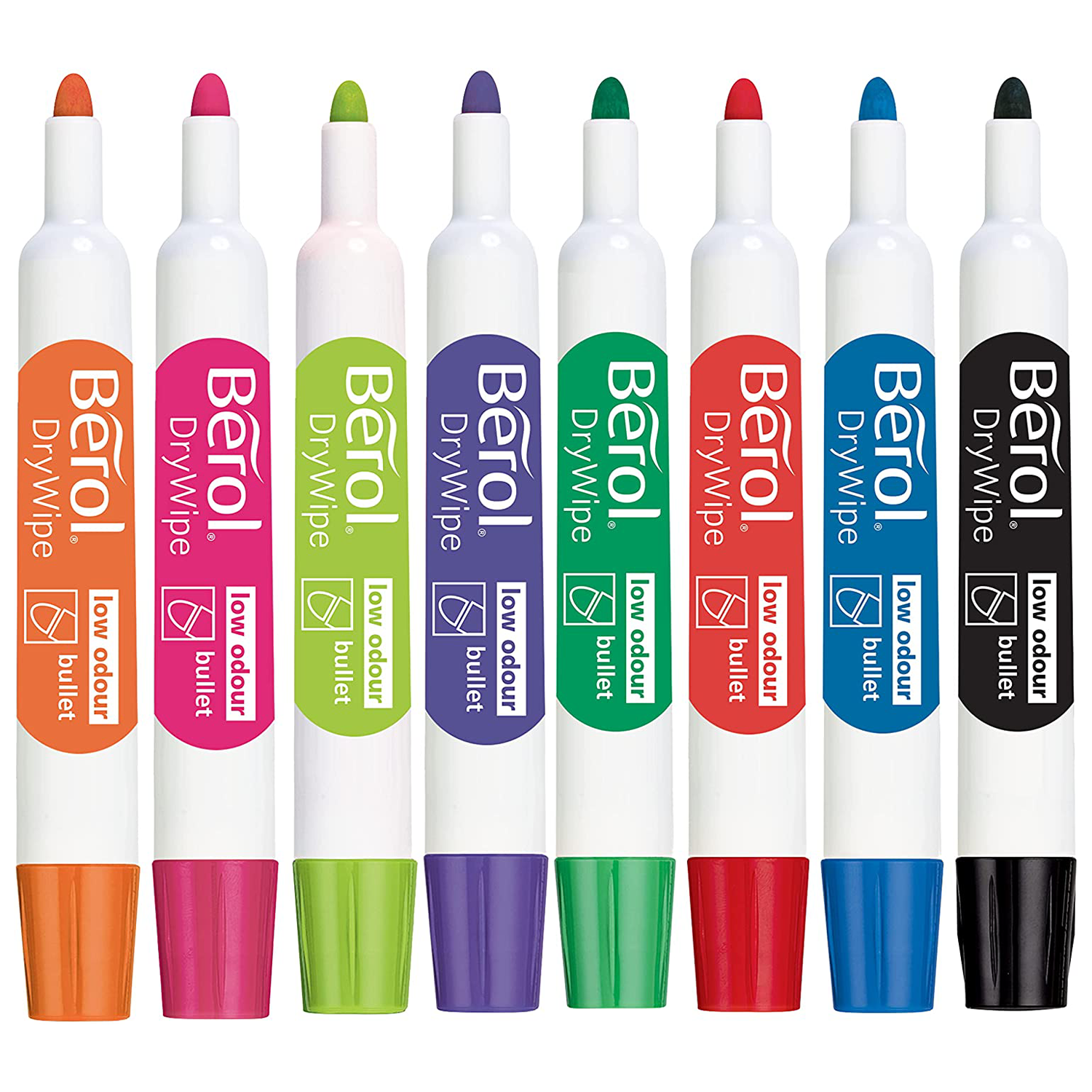 Berol Whiteboard Marker Dry Wipe Bullet Tip Assorted Colours Pack