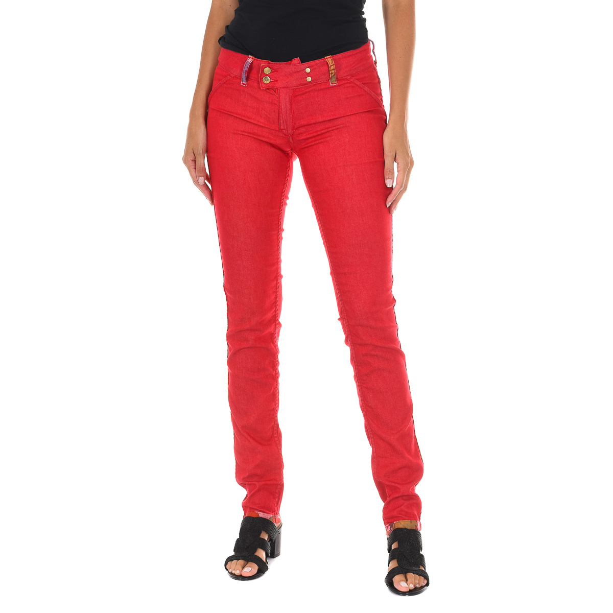 Met Womens Long reversible trousers in elastic fabric 10DBF0605-B101 woman - Red Cotton - Size 28 (Waist)