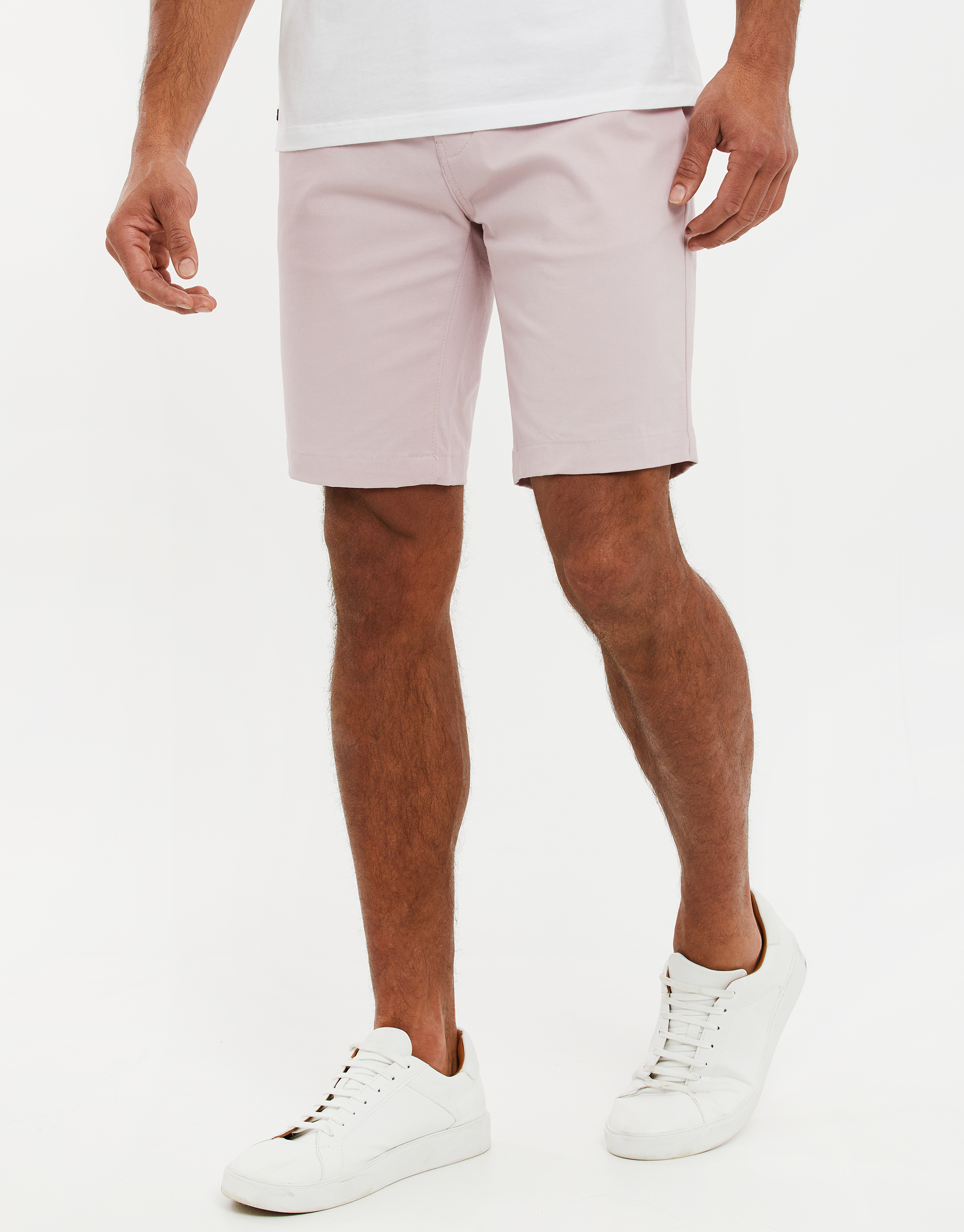 Threadbare Mens Pink Cotton 'NorthSea' Slim Fit Chino Shorts - Size 30W/32L