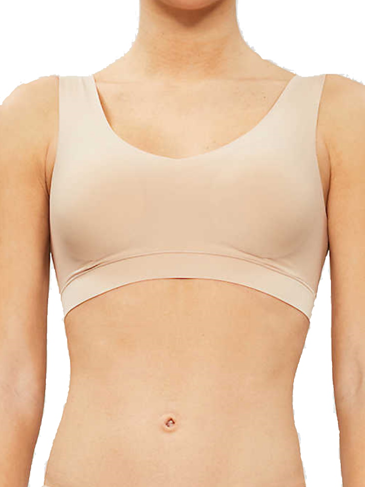 Chantelle Womens SoftStretch V-Neck Jersey Crop Top - Nude Polyamide - Size Medium/Large