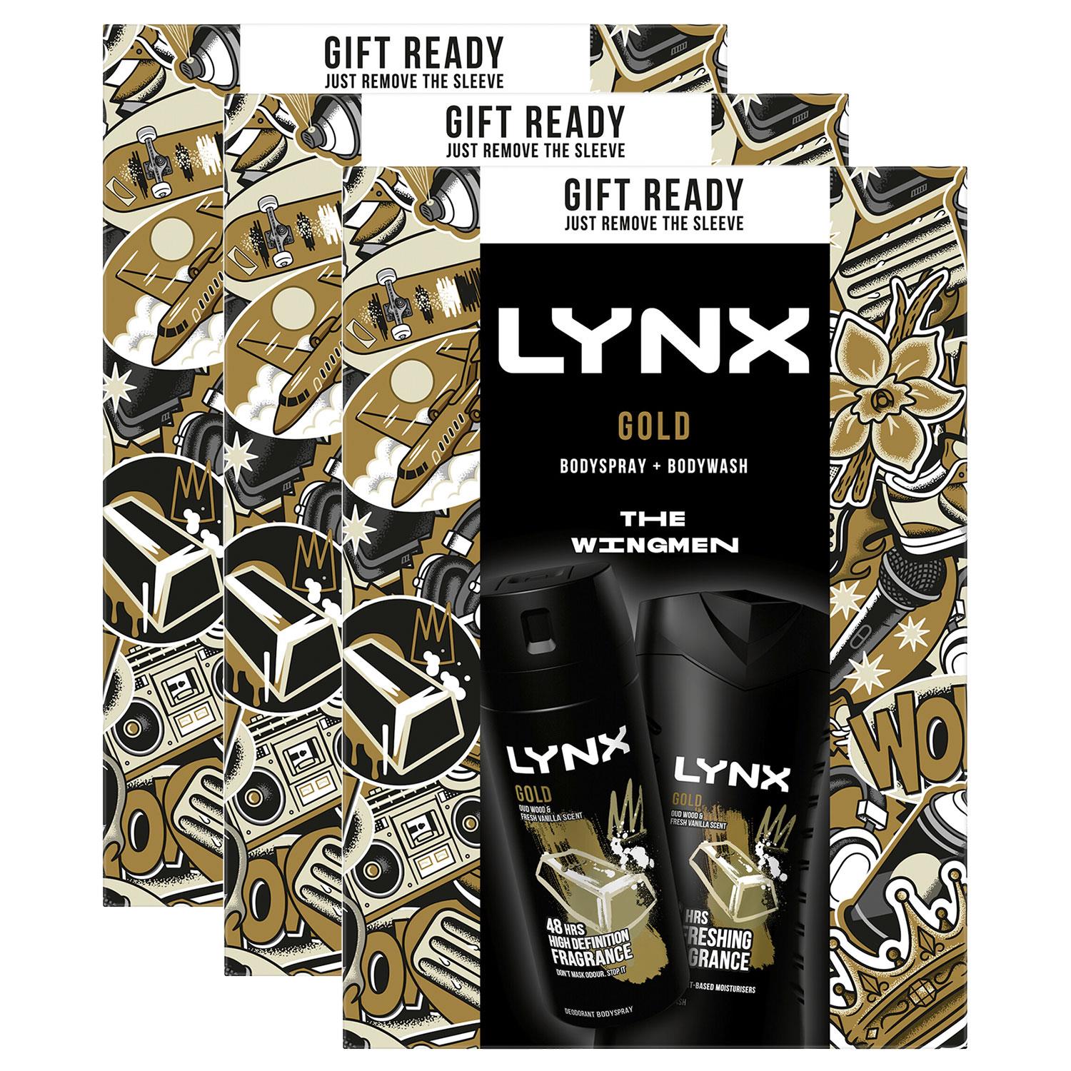 Lynx Mens Gold Body Spray & Wash Duo GiftSet for Him, 3 Pack - One Size