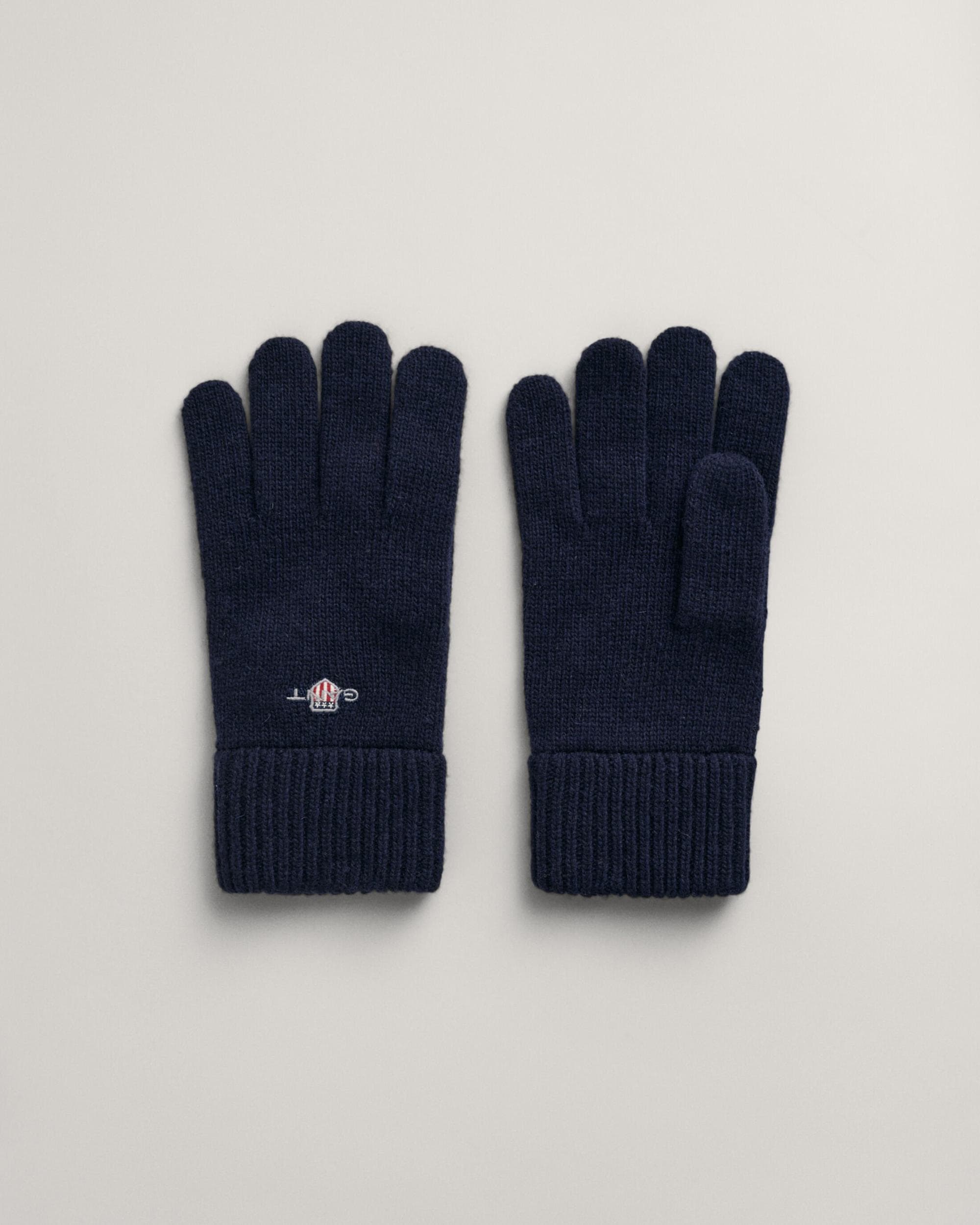 Gant Mens Shield Wool Gloves - Marine - One Size