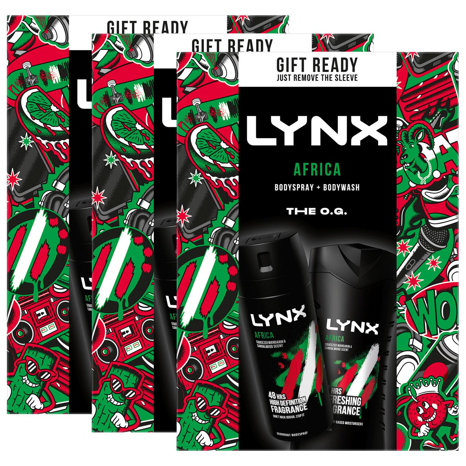 Lynx Mens Africa Body wash & Spray Gift Set for Him, 3pack - One Size