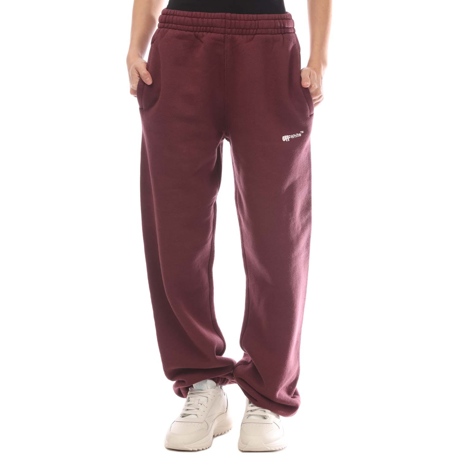 Off-White Womenss Off White Spray Helvetica Cuffed Sweatpants in Burgundy - Size 12 UK