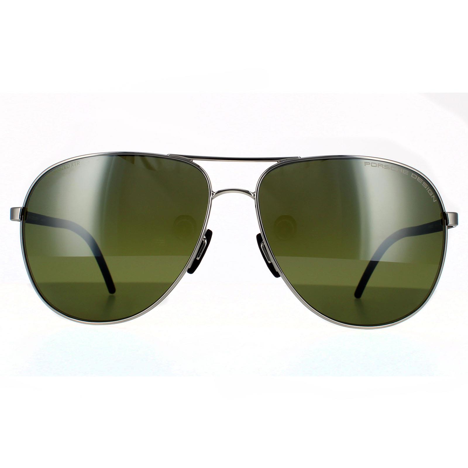 Porsche Design Aviator Mens Palladium Green Polarized 90041091 Metal - One Size