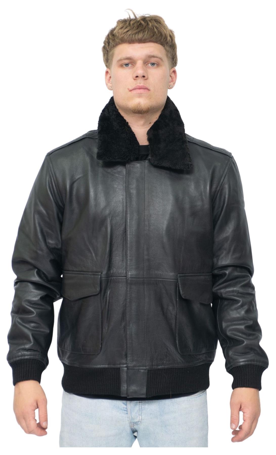 Infinity Leather Mens Air Force A2 Cowhide Bomber Jacket-Montreal - Black - Size 4XL