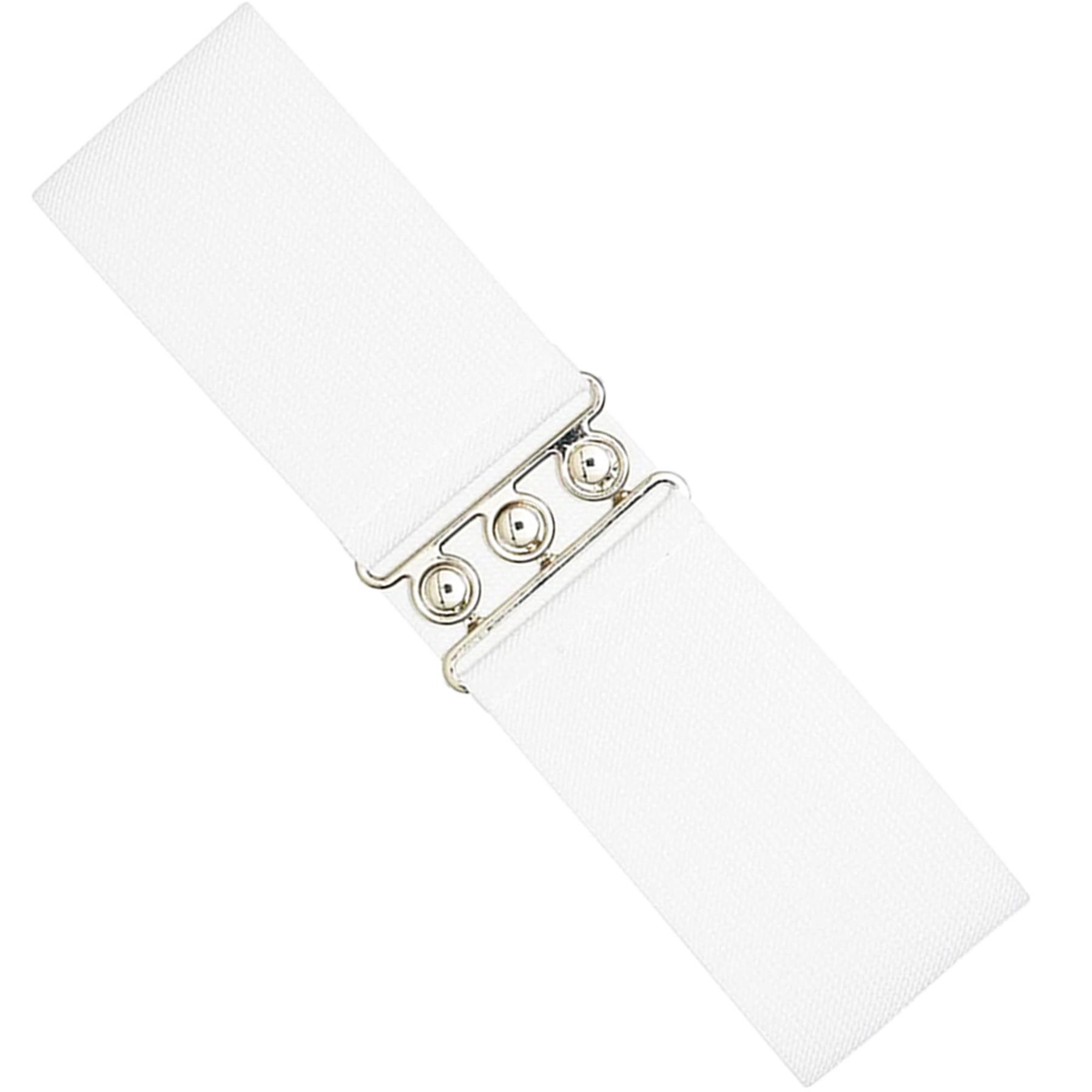 Enzo Womens Elasticated Belt - White - Size Large