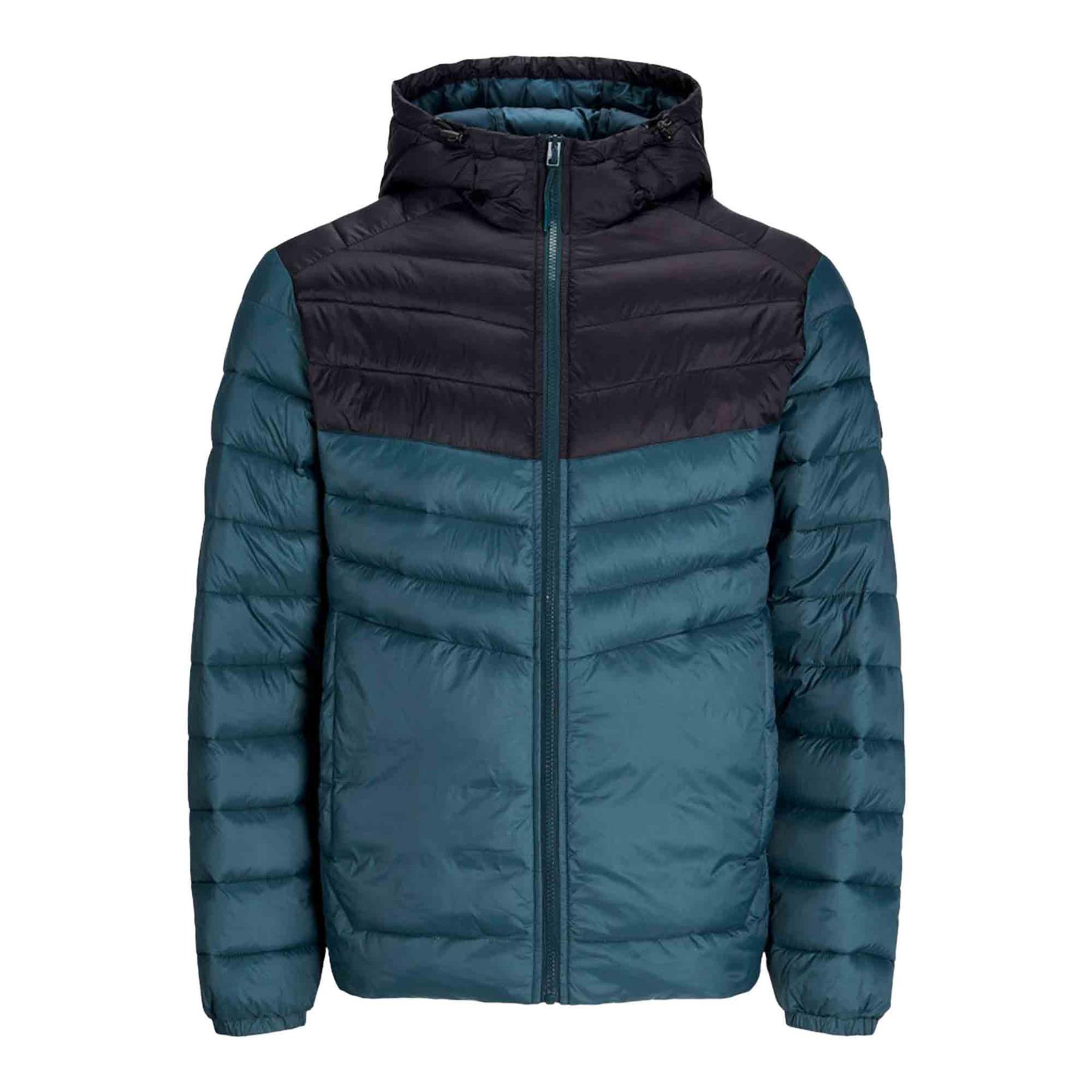 Jack & Jones Mens Quilted Puffer Jacket - Blue Nylon - Size Large