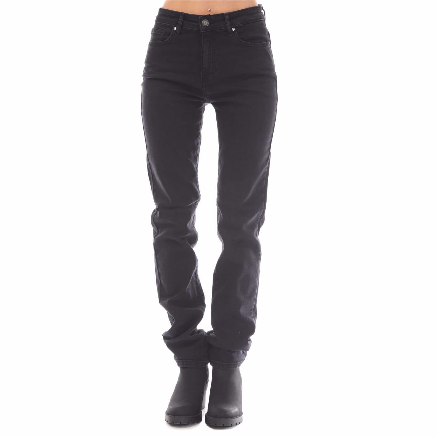 Only Womenss Sui Mid Waist Slim Jeans in Black material_cotton - Size 10 Short