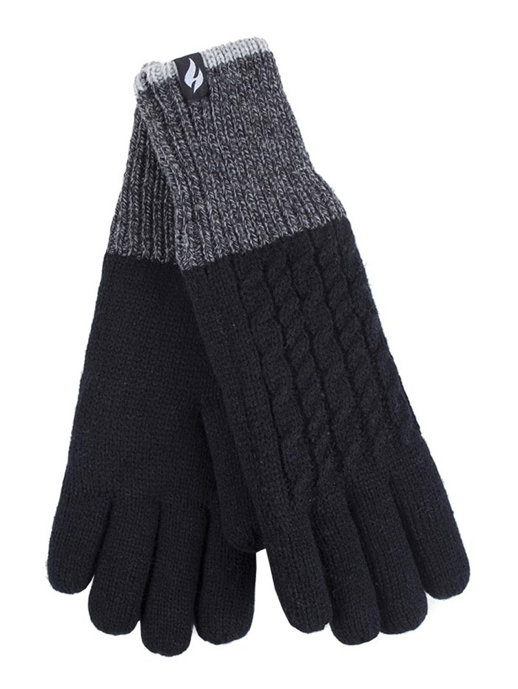 Heat Holders Womens - Ladies Thermal Gloves for Winter in Kisdon Style - Black - Size Small/Medium