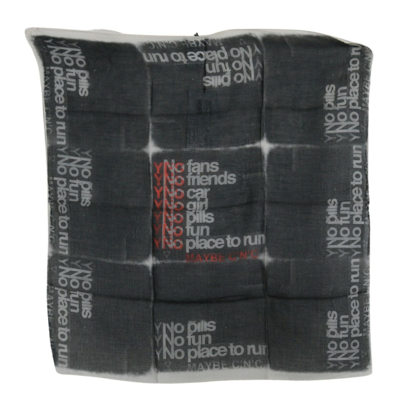 Costume National Mens Dark Gray Wool Foulard Branded Scarf - Black/White - One Size