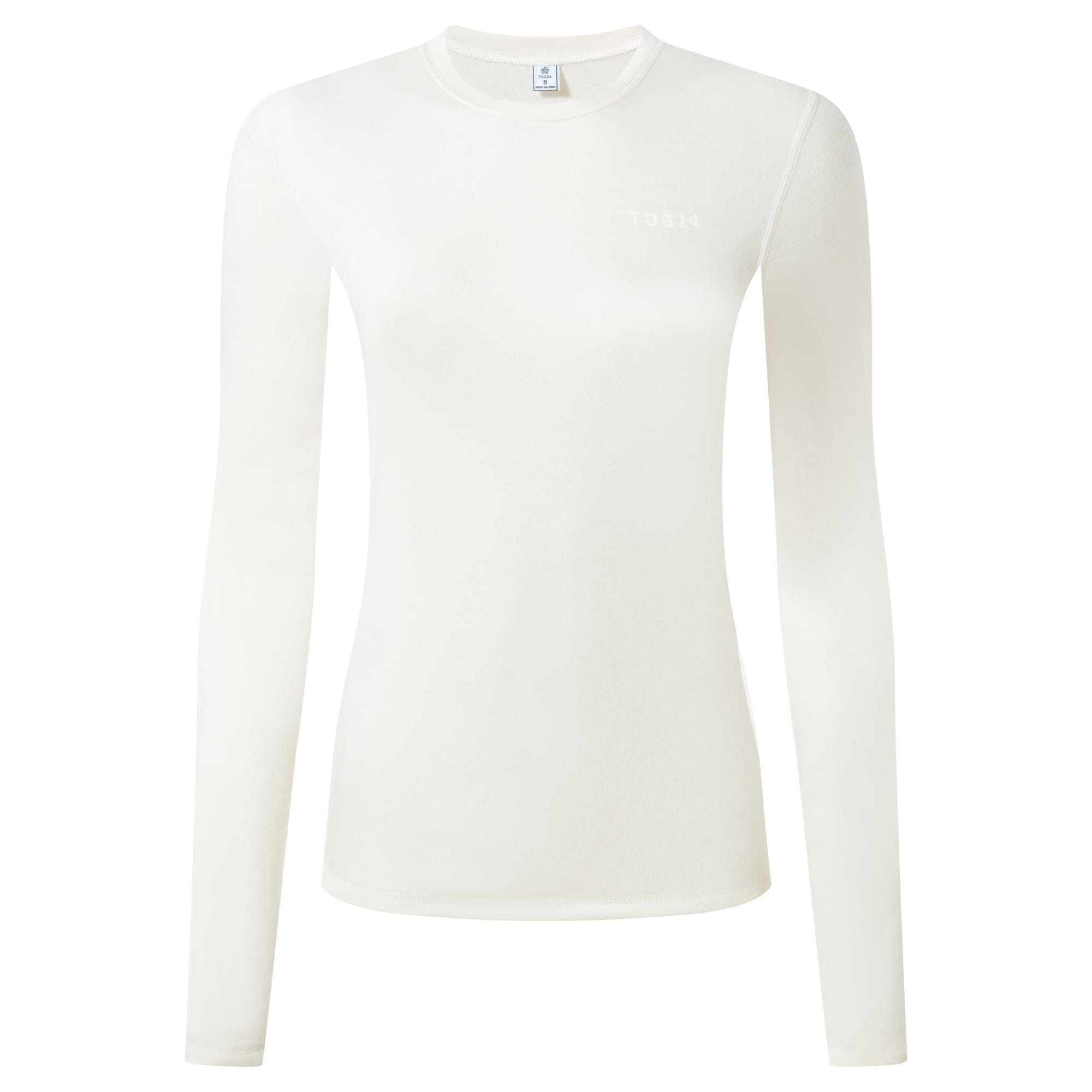 TOG24 Meru Womens Cashmere Touch Base Layer Crew Neck Off White - Size 14 UK