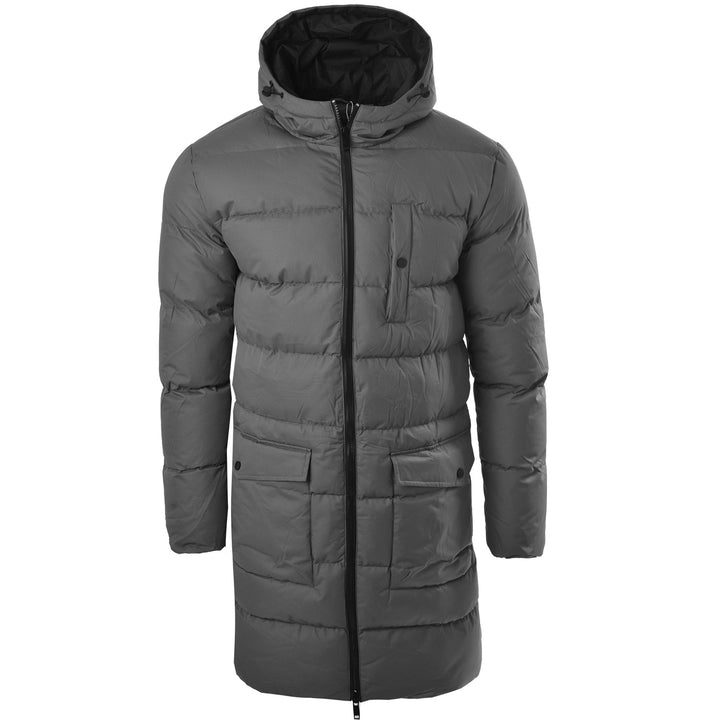 Soulstar Mens AG04 Longline Padded Puffer Jacket - Charcoal - Size X-Large