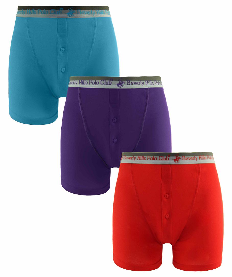 Beverly Hills Polo Club Mens 3-Pack Boxer Shorts - Multicolour Cotton - Size Small