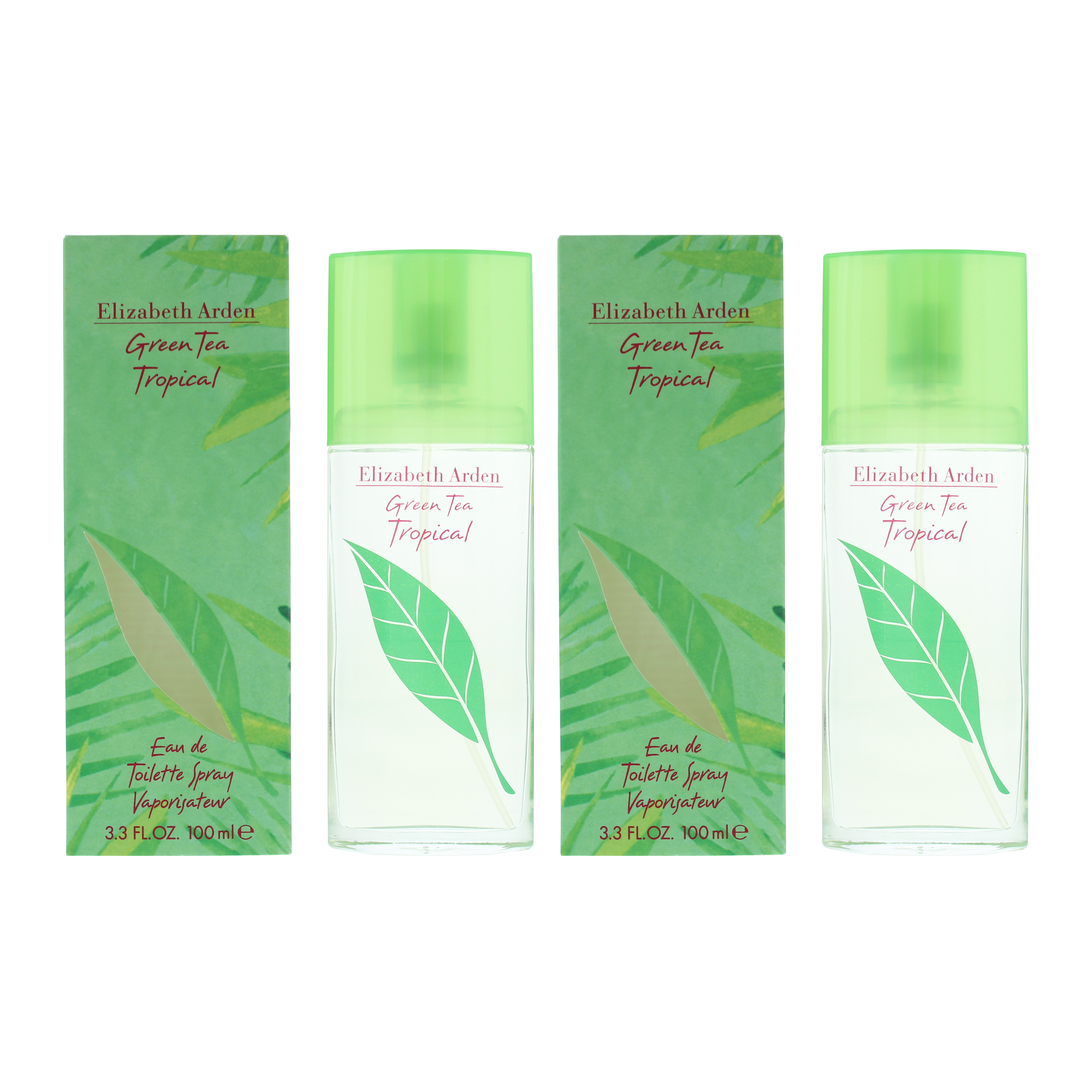 Elizabeth Arden Womens Green Tea Tropical Eau de Toilette 100ml Spray x 2 - One Size