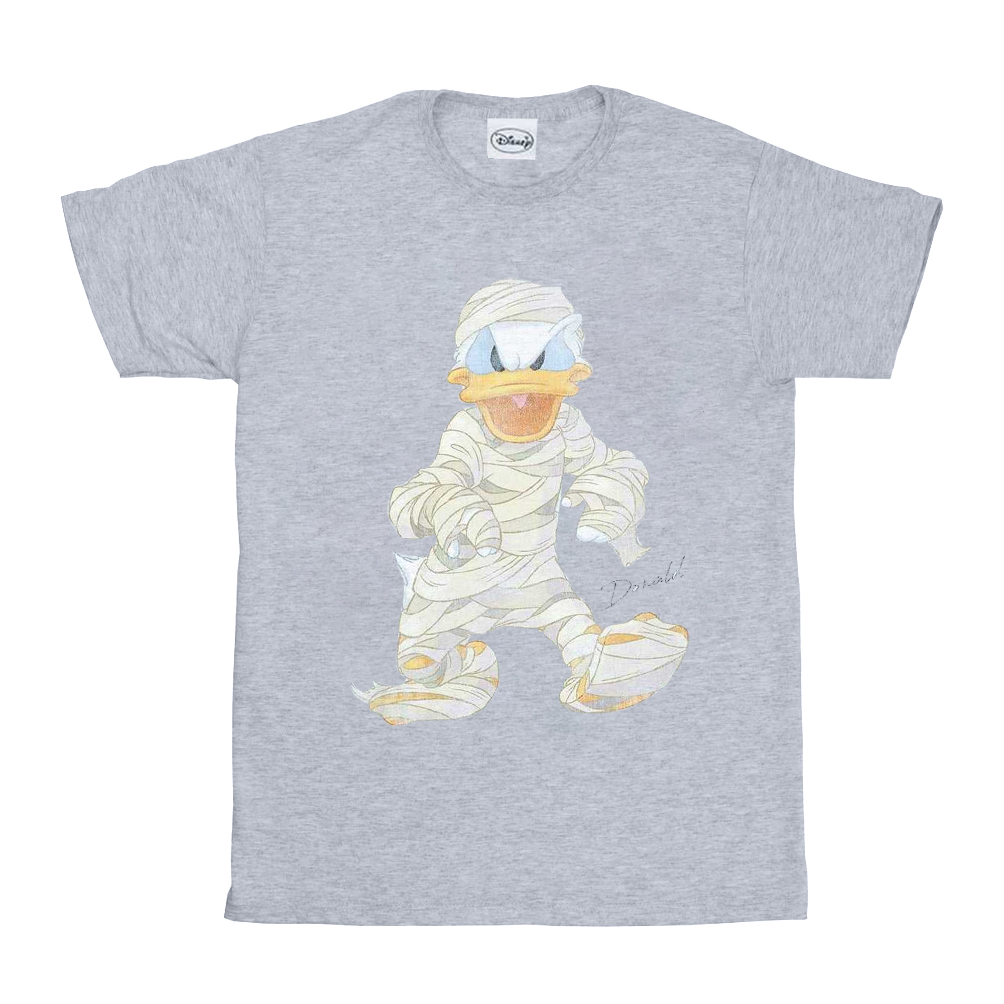 Disney Mens Mummy Donald Duck T-Shirt (Sports Grey) - Light Grey material_cotton - Size Small