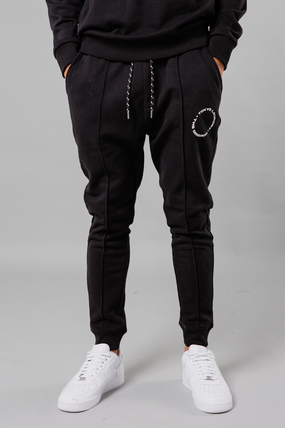 Tokyo Laundry Mens Black Centre Seam Drawstring Joggers - Size Small