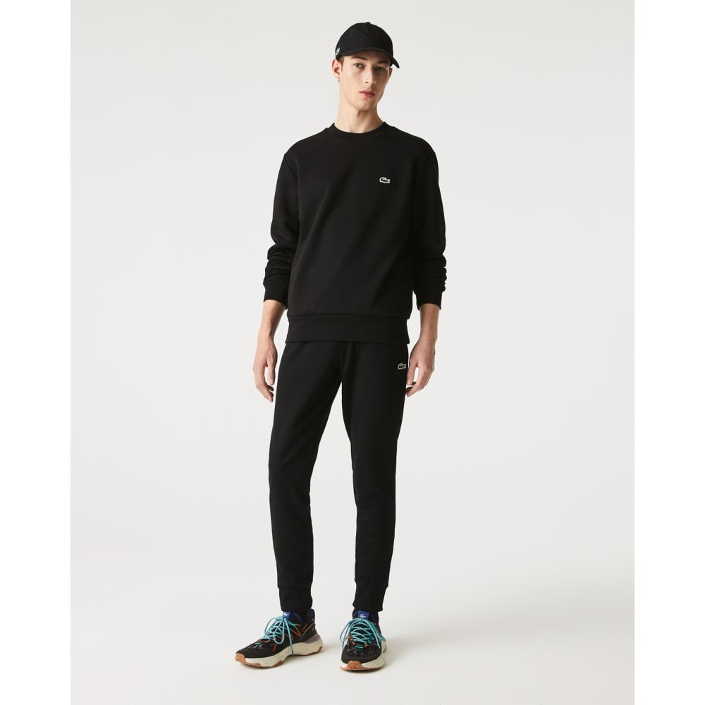 Lacoste Mens slim fit fleece joggers - Black Cotton - Size Medium