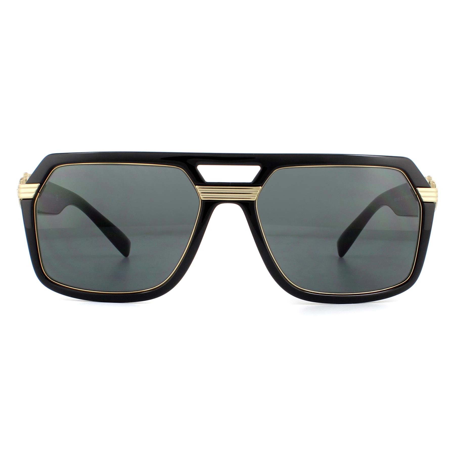 Versace Square Mens Black Dark Grey Sunglasses - One Size