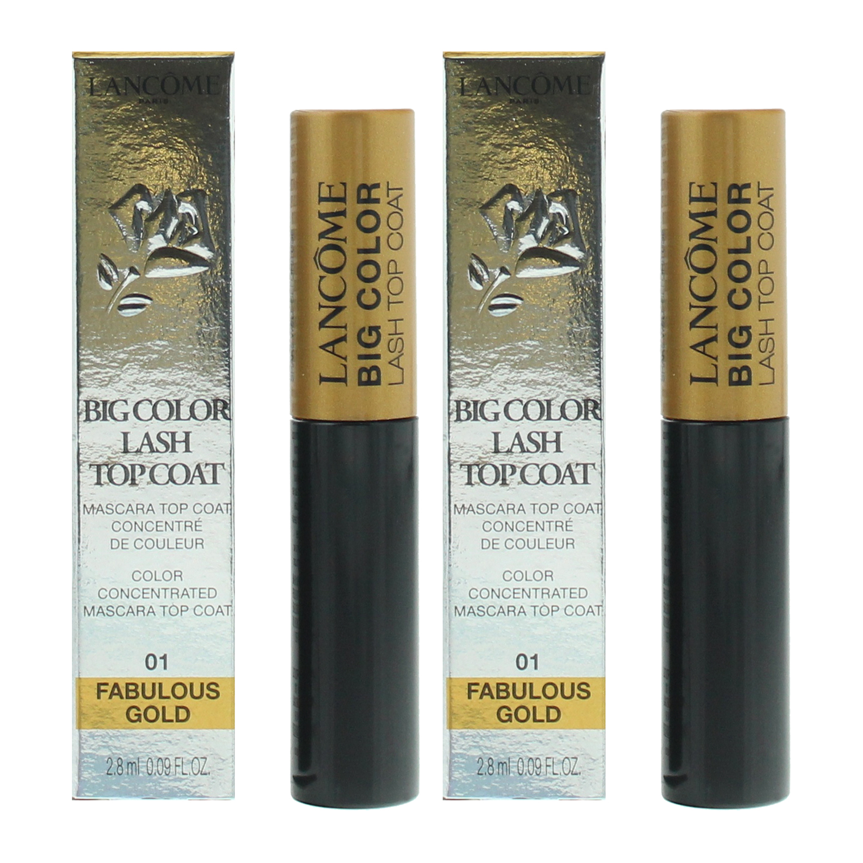 Lancome Womens Monsieur Big Color Lash Top Coat Mascara 2.8ml - Fabulous Gold x 2 - One Size