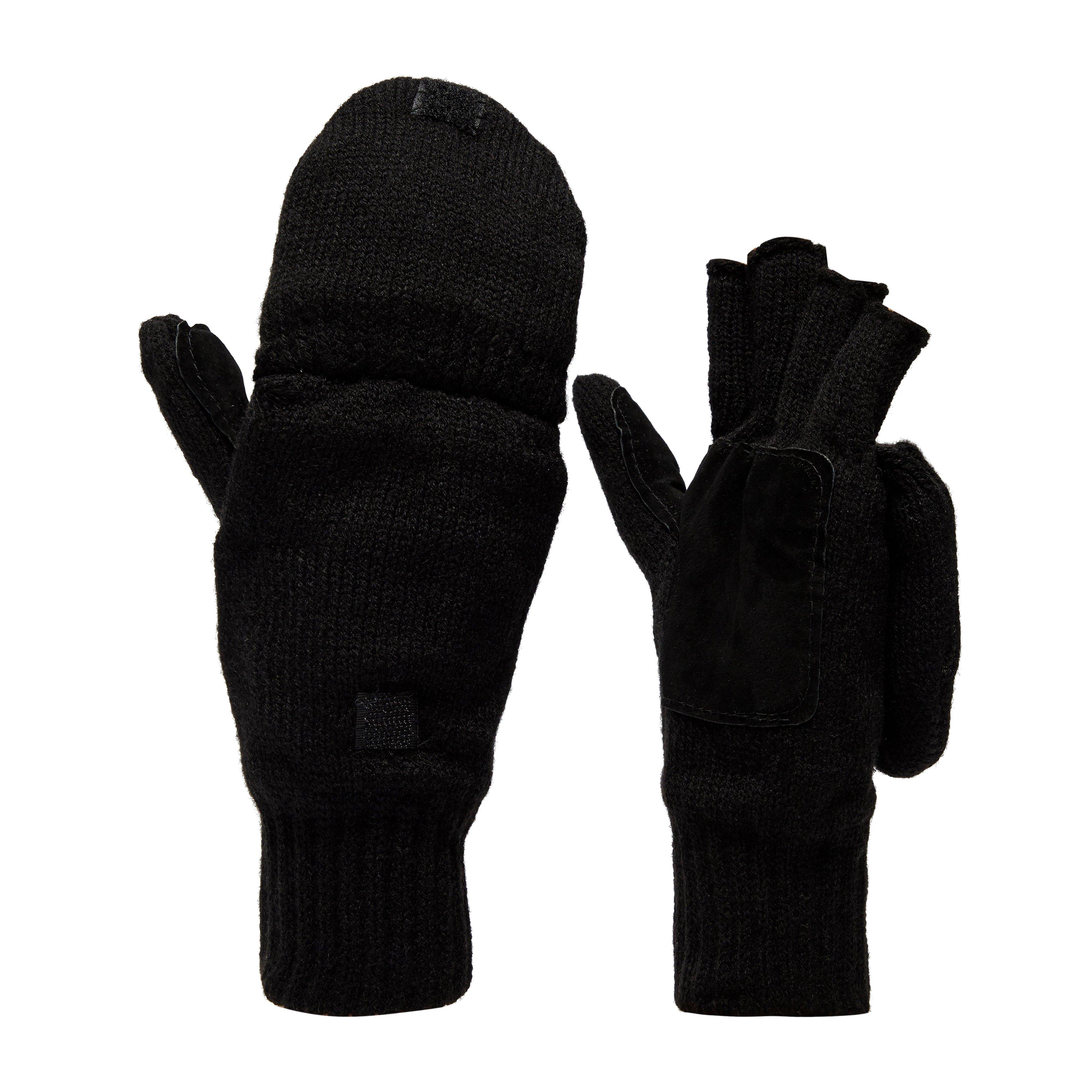 Peter Storm Mens Thinsulate Convertible Fingerless Gloves - Black - Size L/XL