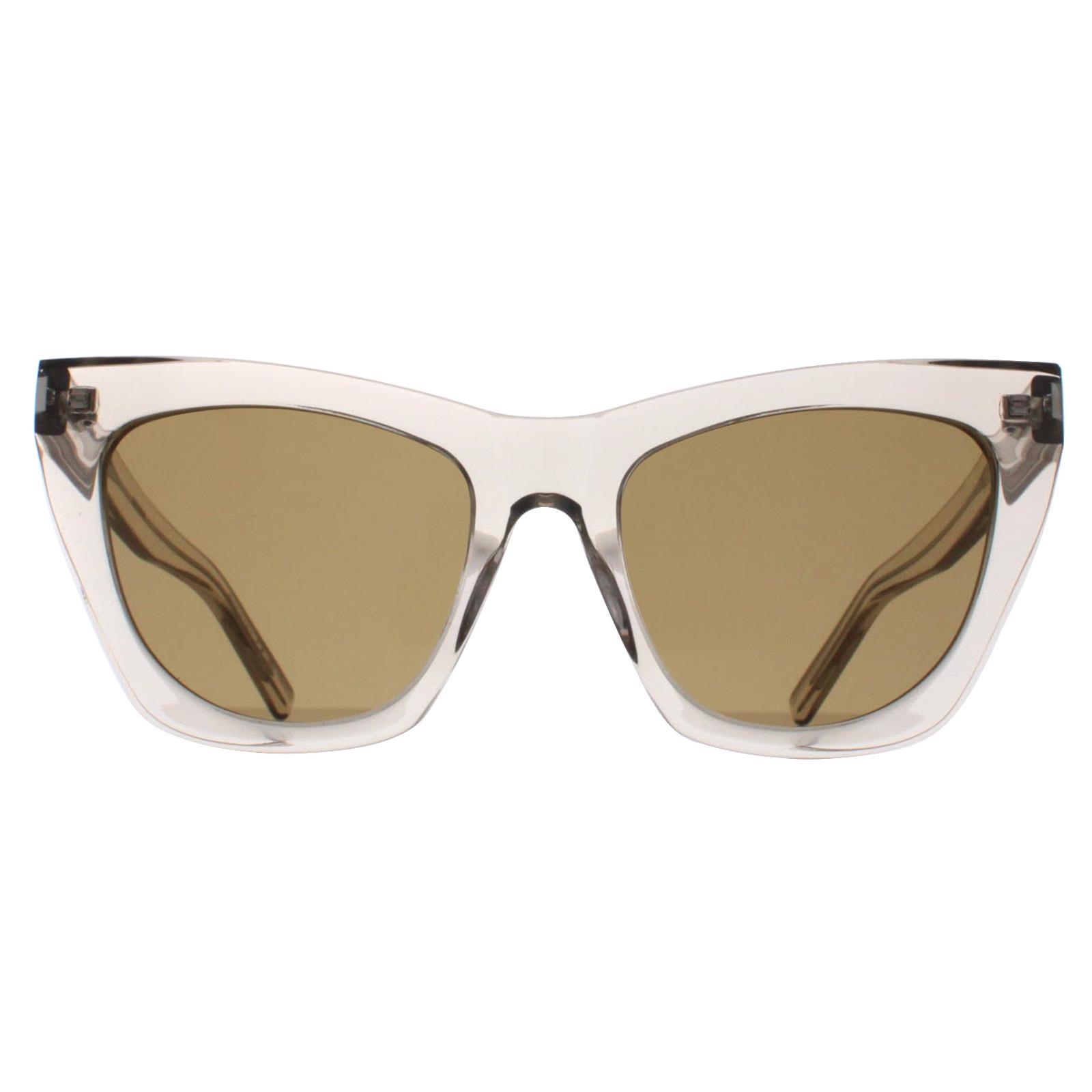 Saint Laurent Cat Eye Womens Transparent Beige Brown SL214 Kate - One Size