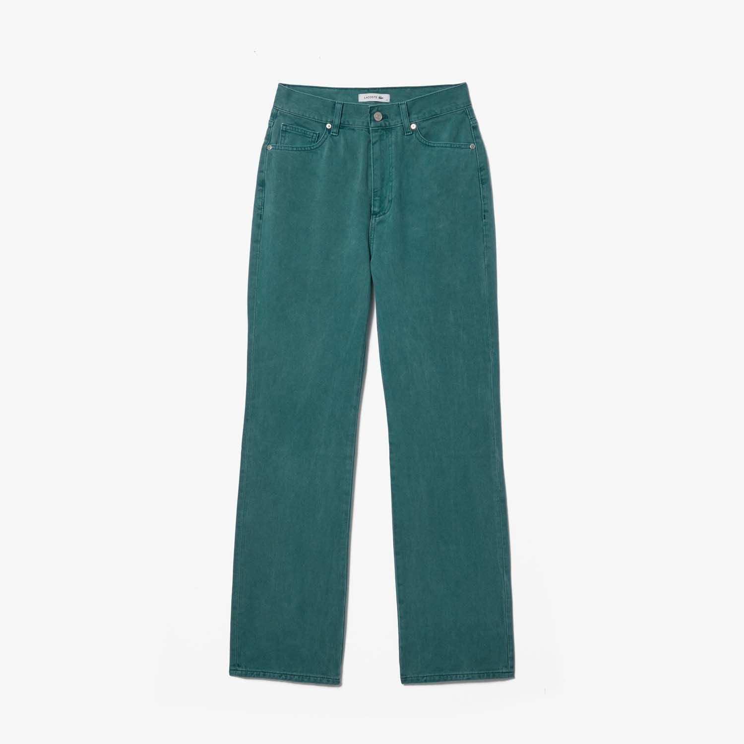 Lacoste Womenss Straight Leg Natural Dye Denim Jeans in Green Cotton - Size 30W/32L