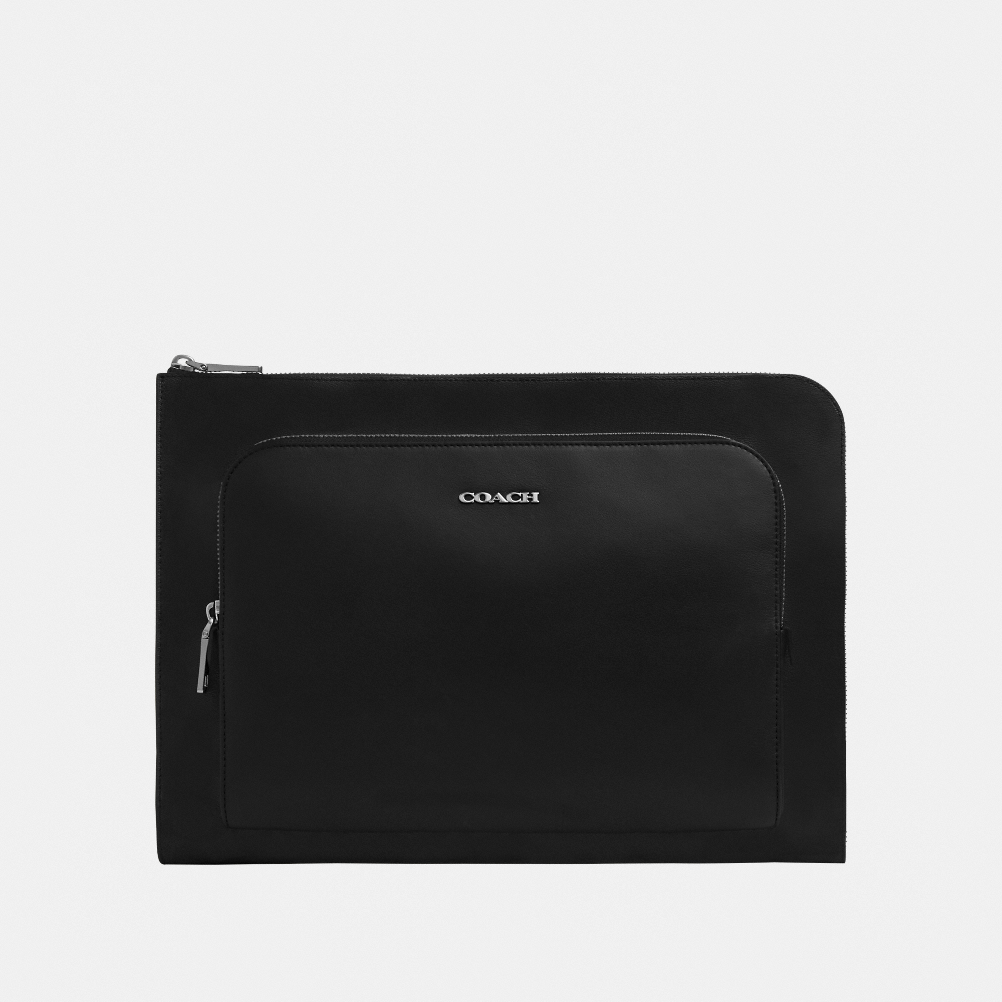 Coach Mens Ethan Portfolio in Pebbled Leather - Black - One Size