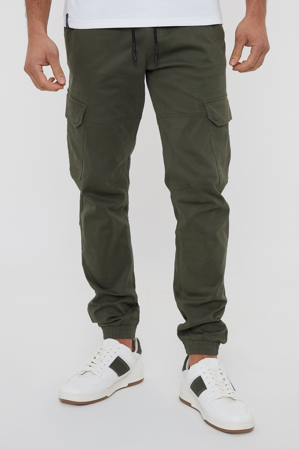 Threadbare Mens Khaki 'Belfast' Cotton Jogger Style Cargo Trousers With Stretch - Size 2XL