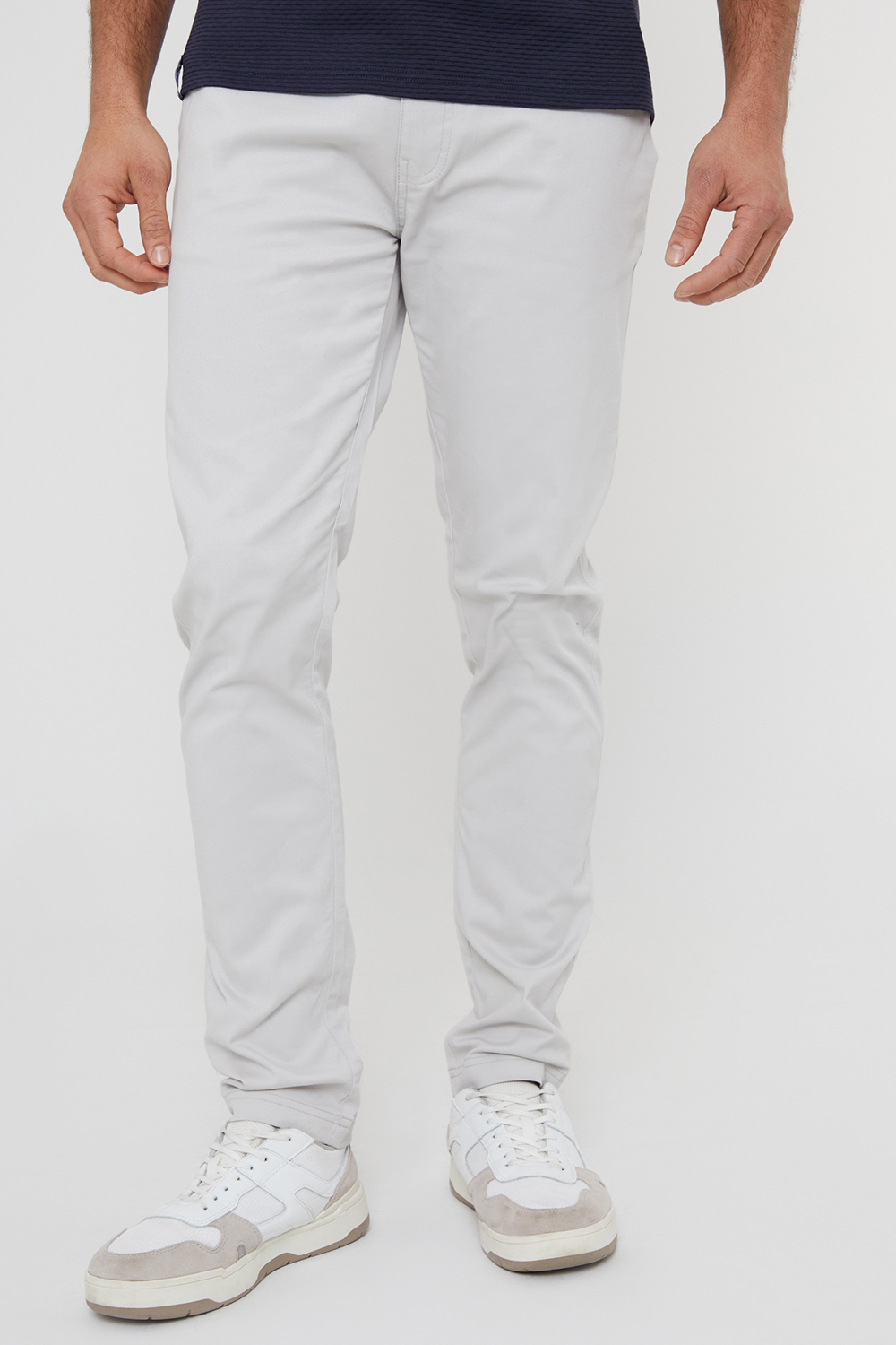 Threadbare Mens Off White 'Castello' Cotton Slim Fit Chino Trousers With Stretch - Size 32W/32L