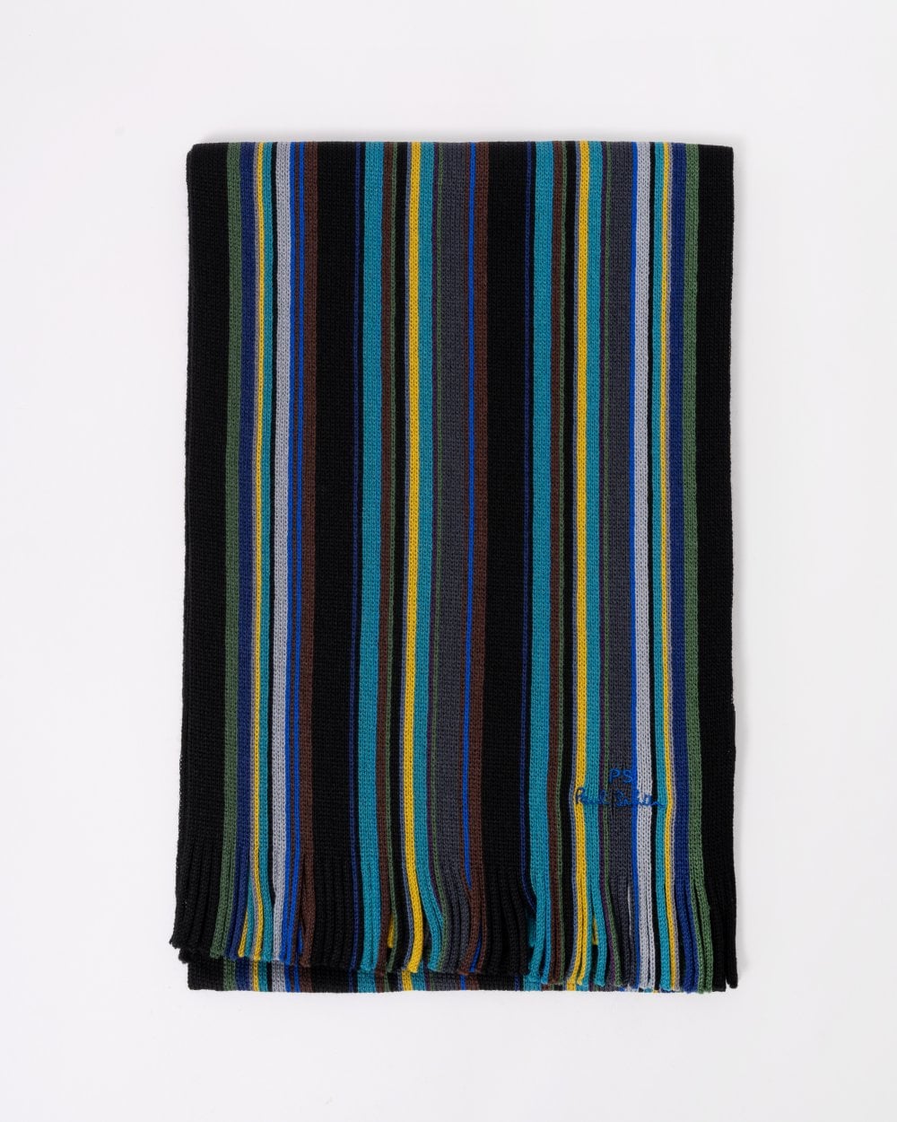 Paul Smith Mens Multicolour Stripe Scarf - Black - One Size