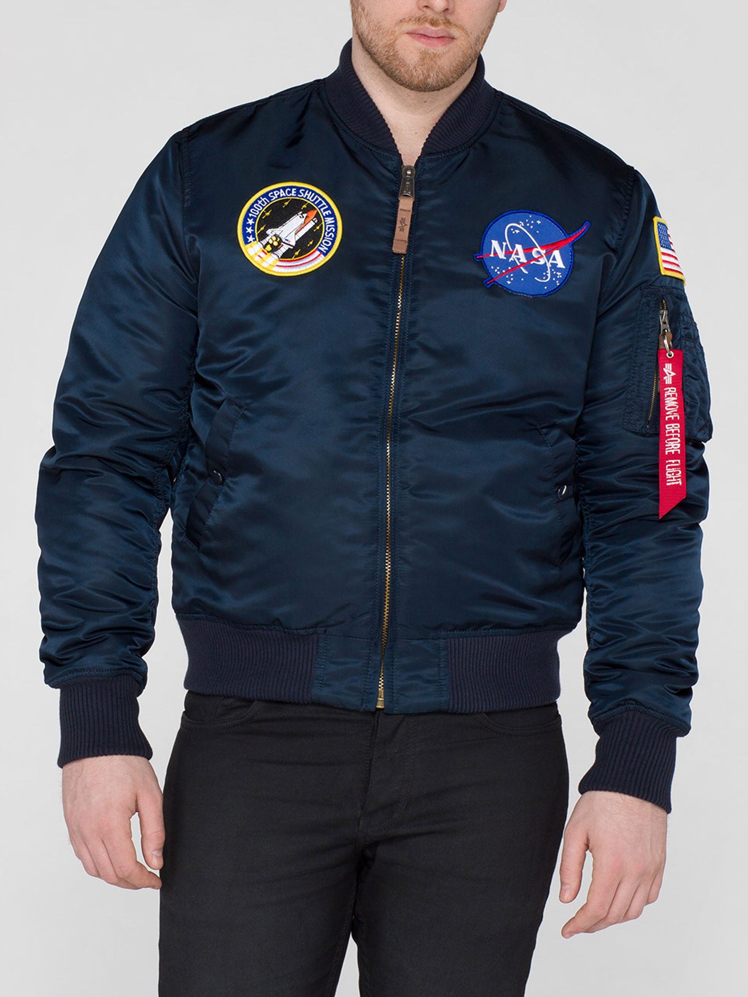 Alpha Industries Mens MA-1 VF NASA Bomber Jacket in Dark Blue - Size Large