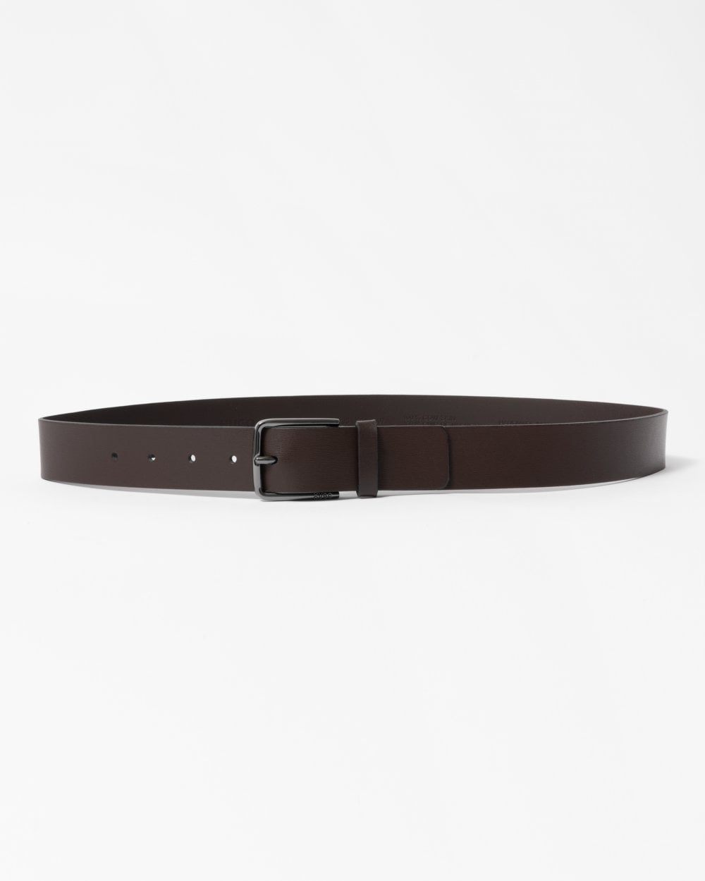 Hugo Gerik Mens Italian Leather Belt With Logo Engraved Buckle - Dark Brown - Size 36 inches