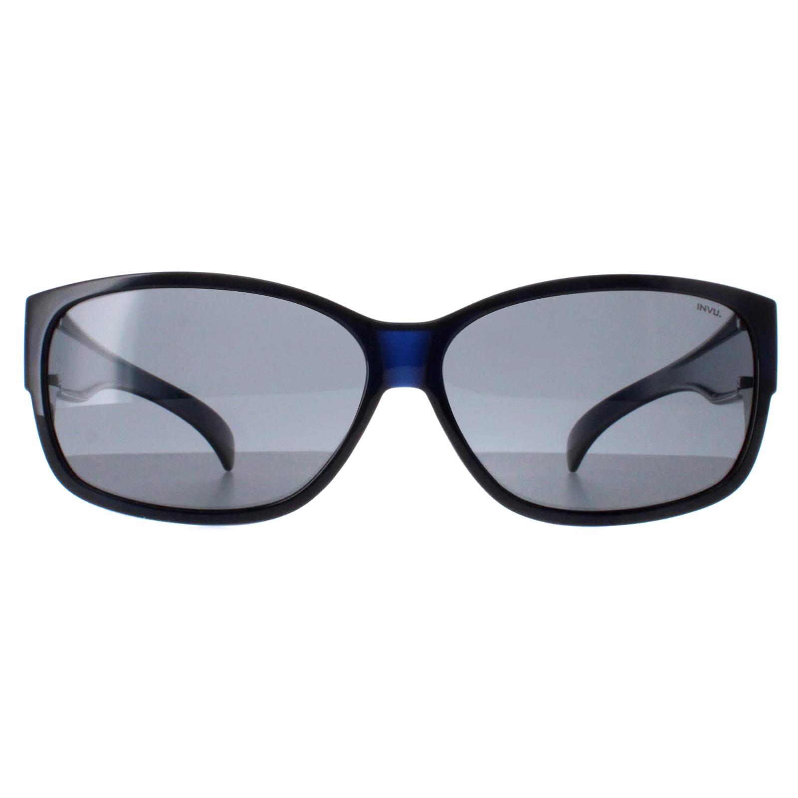 INVU Rectangle Unisex Transparent Blue Polarized E2401 - One Size