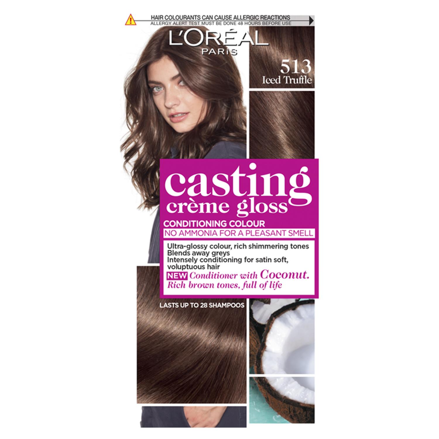 L'Oreal Paris Unisex Casting Creme Gloss Semi Permanent Hair Dye, 513 Iced Truffle - Black Silk - One Size