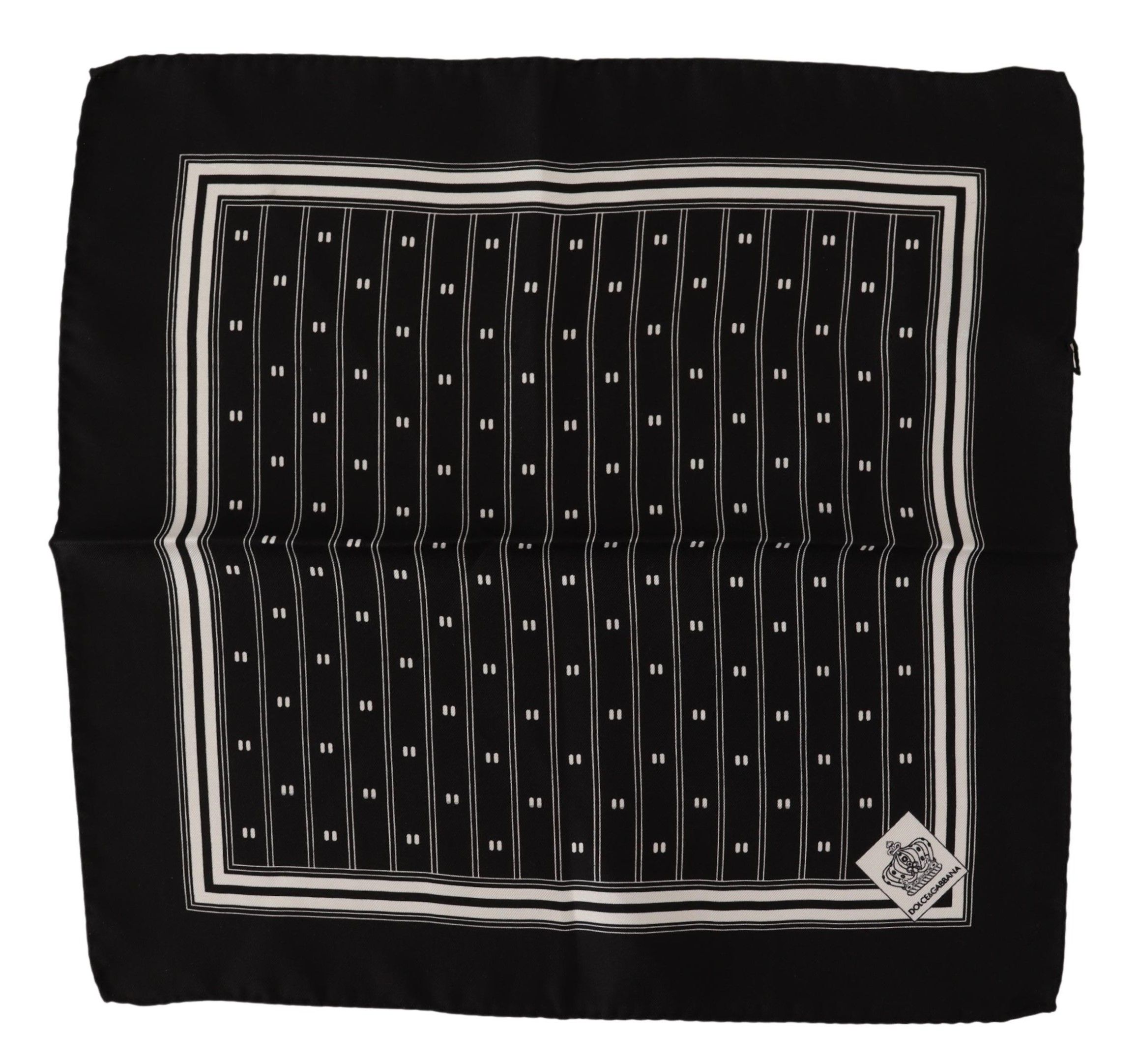 Dolce & Gabbana Mens Black Patterned Silk Square Handkerchief Scarf - One Size