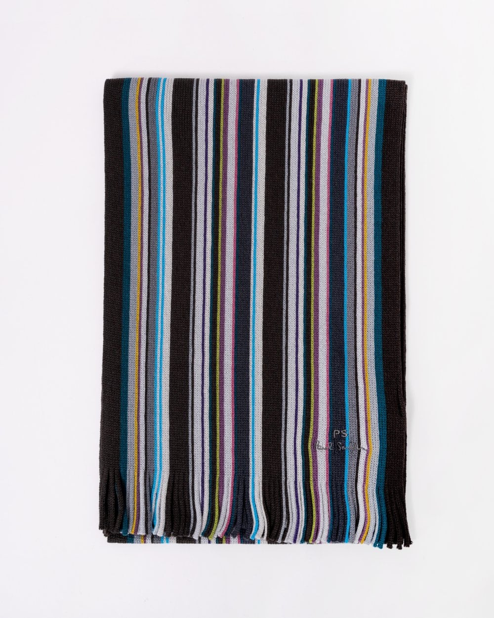 Paul Smith Mens Multicolour Stripe Scarf - Grey - One Size