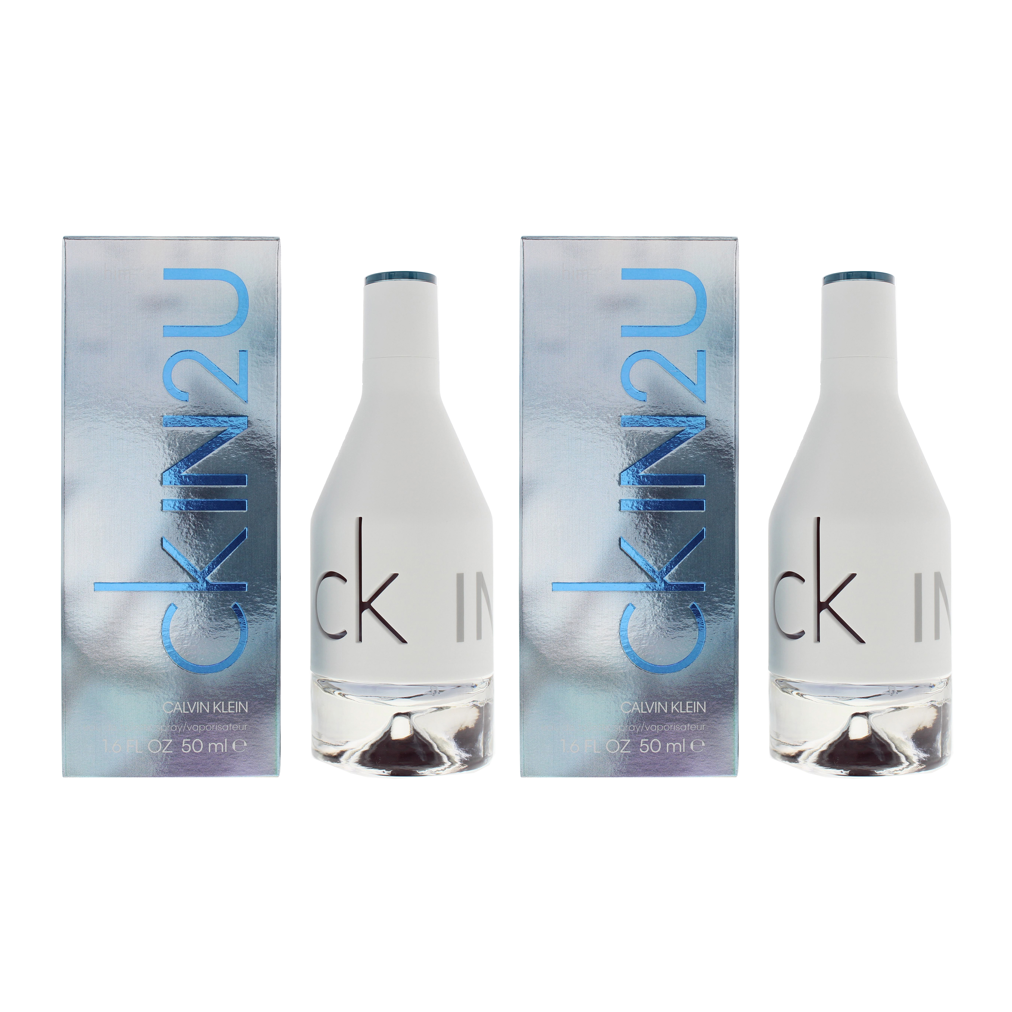 Calvin Klein Mens CKIN2U Eau De Toilette 50ml Spray For Him X 2 - One Size