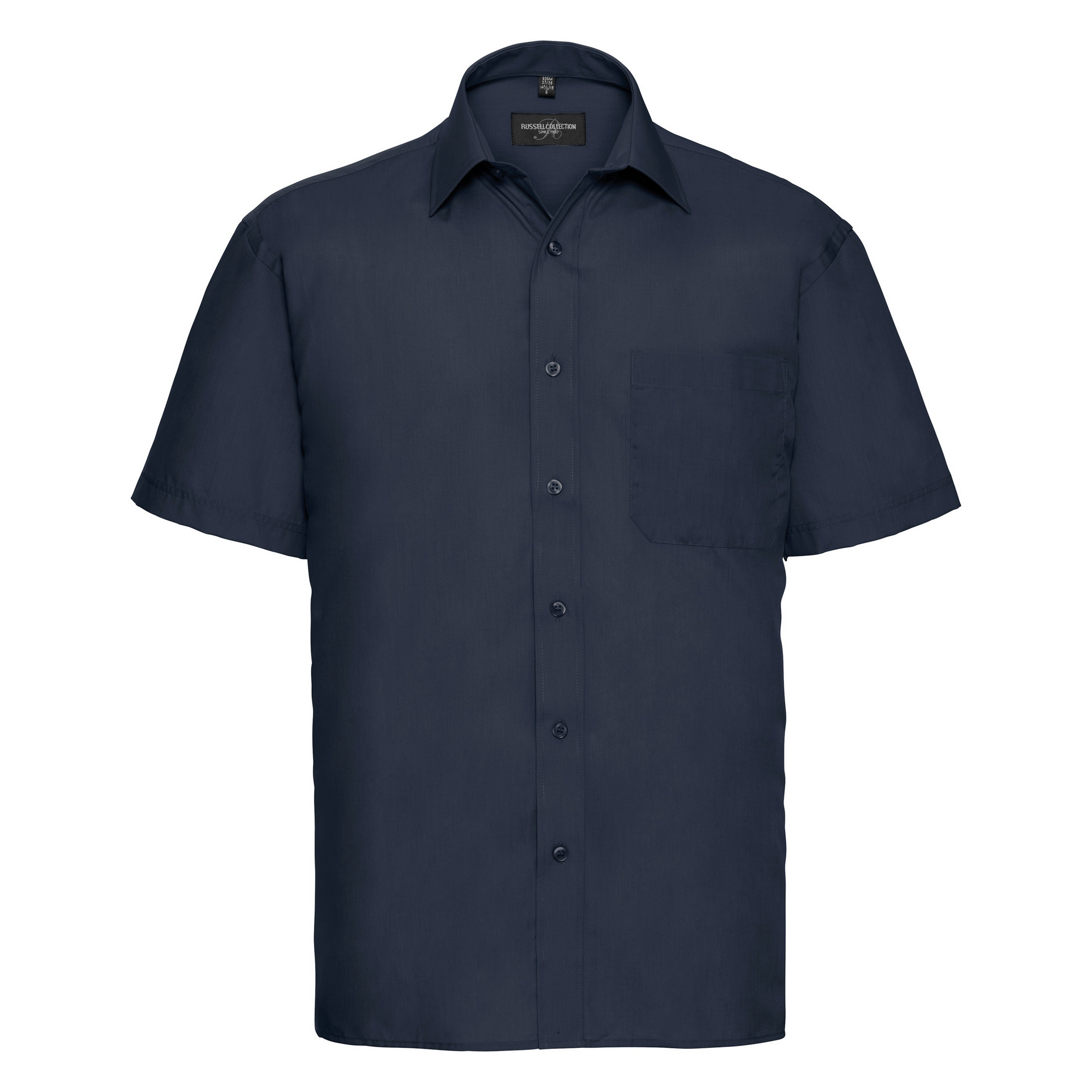 Russell Athletic Collection Mens Short Sleeve Poly-Cotton Easy Care Poplin Shirt (French Navy) - Multicolour - Size 17 inch