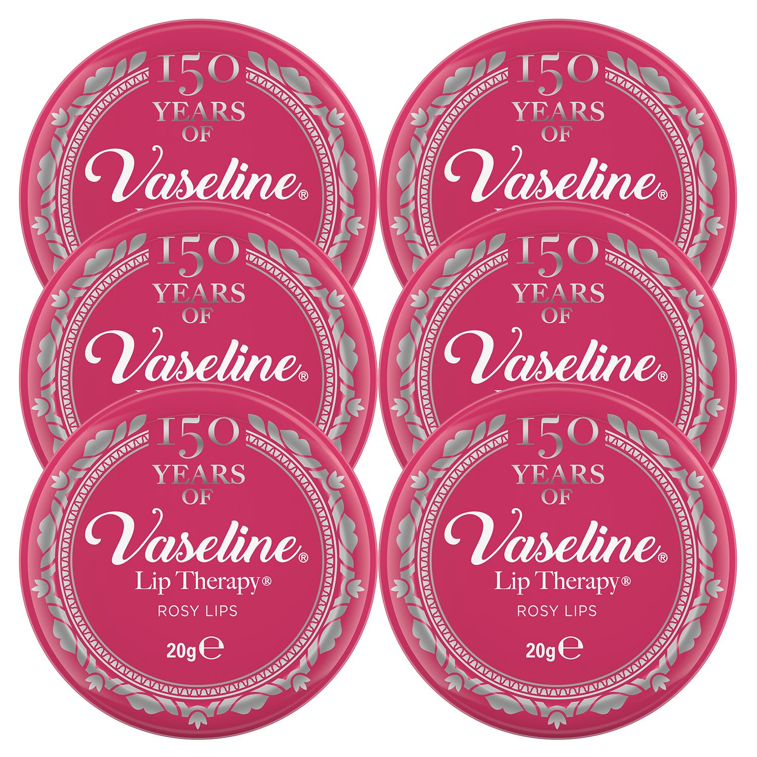 Vaseline Unisex Lip Therapy Petroleum Jelly, Rosy Lips, 6 Pack, 20g - NA - One Size