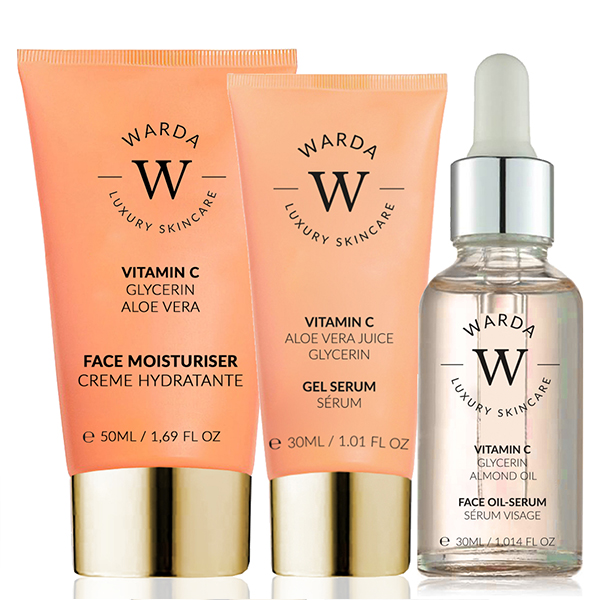 Warda Luxury skincare Unisex Skin Glow Boost Vitamin C Moisturiser 50m + C Oil-Serum 30ml + C Gel Serum - NA - One Size