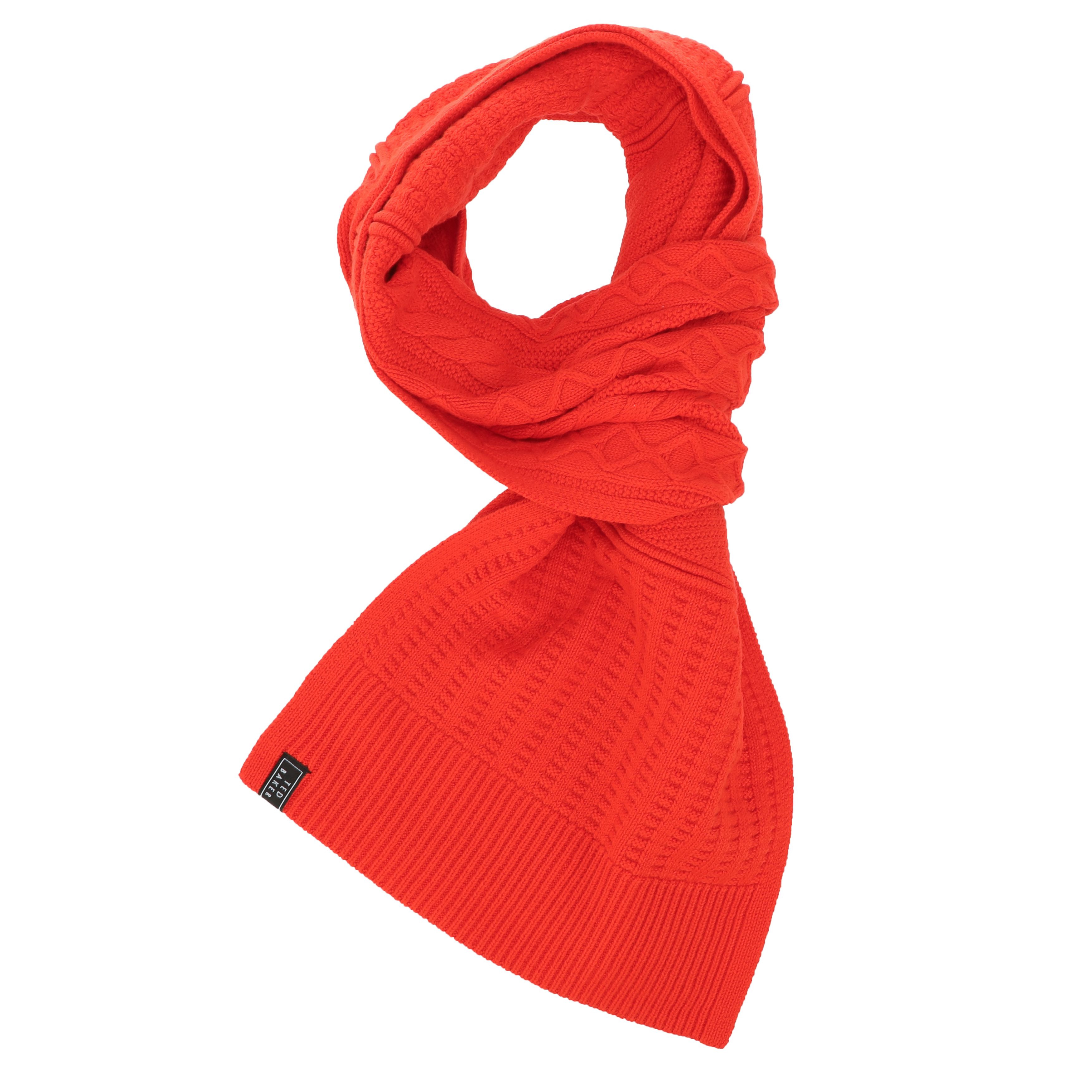 Ted Baker Mens Accessories Varsf Knitted Scarf in Red Cotton - One Size