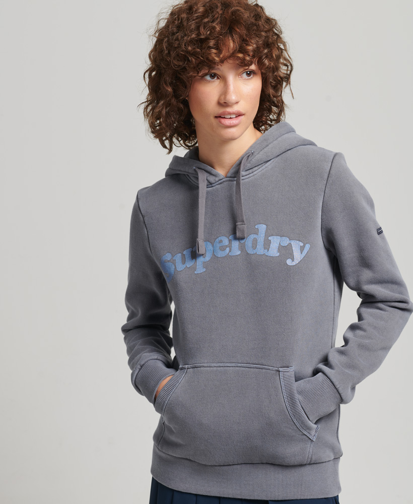 Superdry Womens Cooper Classic Hoodie - Navy Cotton - Size 8 UK