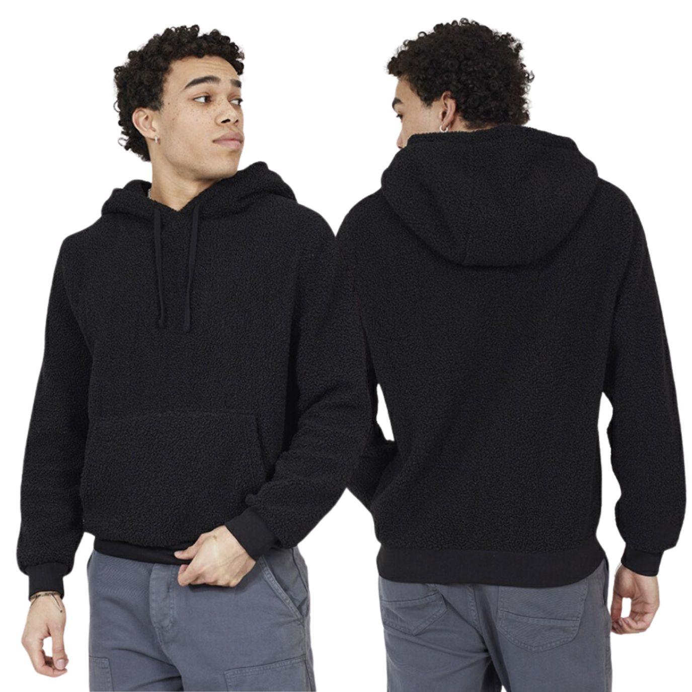 Brave Soul Mens Fleece Hoodie Long Sleeve Pullover Sweatshirt - Black - Size Medium