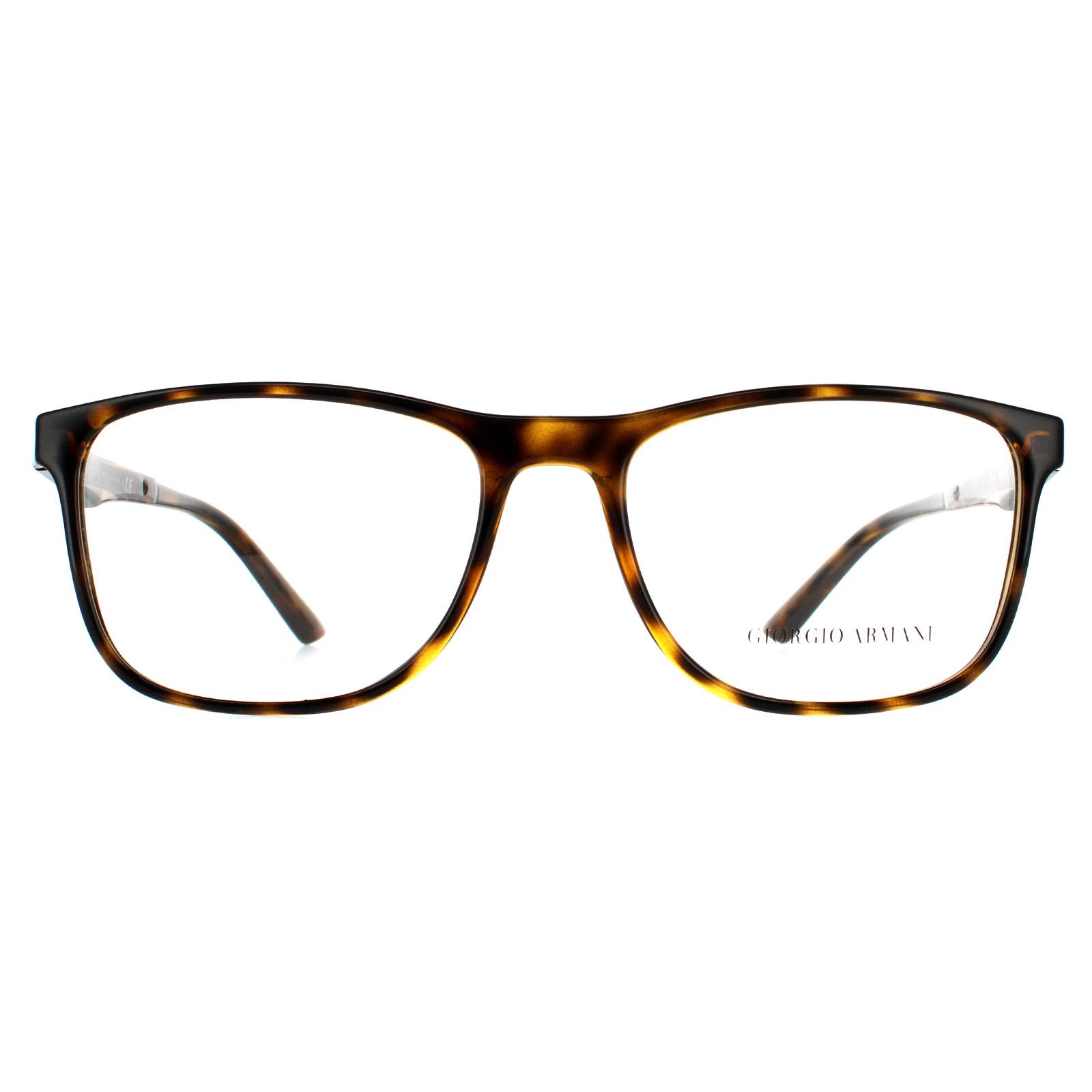 Giorgio Armani Rectangular Mens Havana Glasses Frames - Brown - One Size