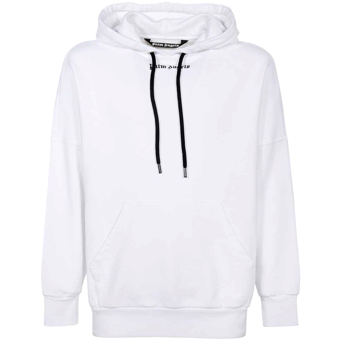 Palm Angels Mens Classic Logo White Oversized Hoodie material_cotton - Size Large