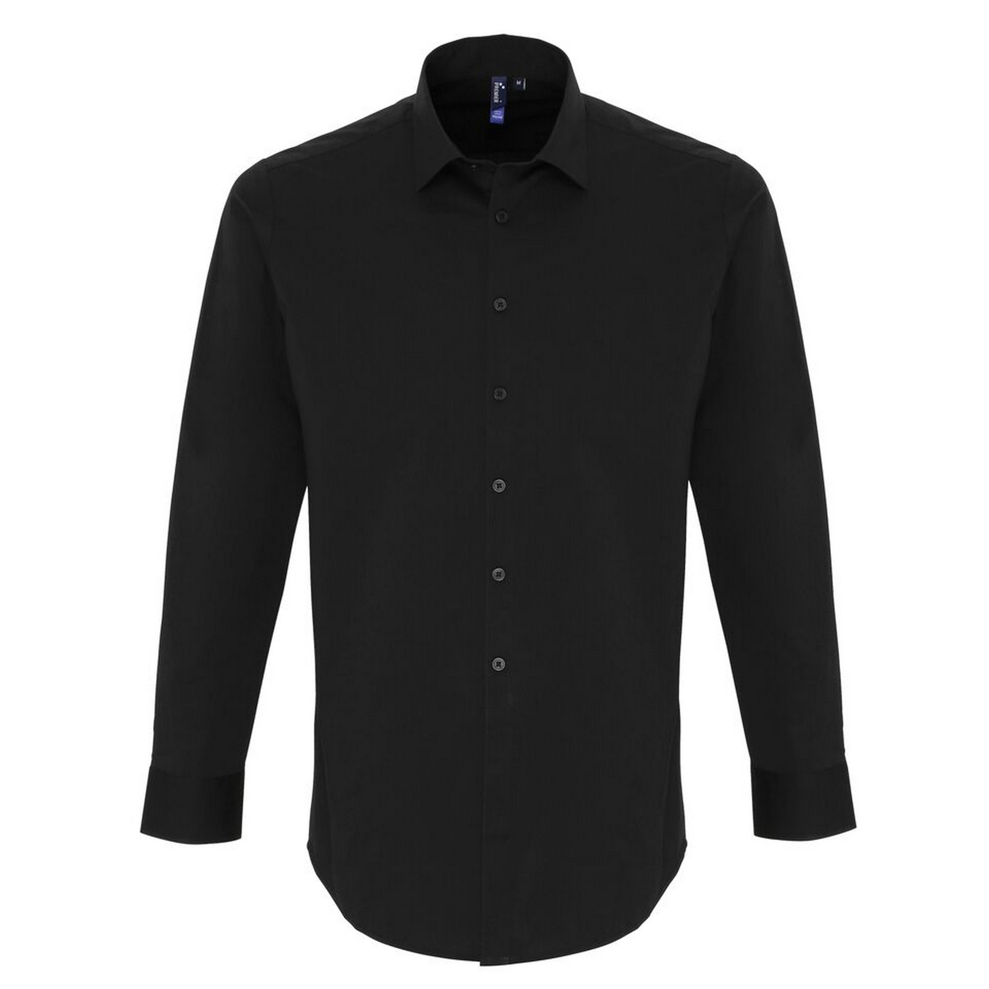 Premier Mens Stretch Fit Poplin Long Sleeve Shirt (Black) - Size 3XL