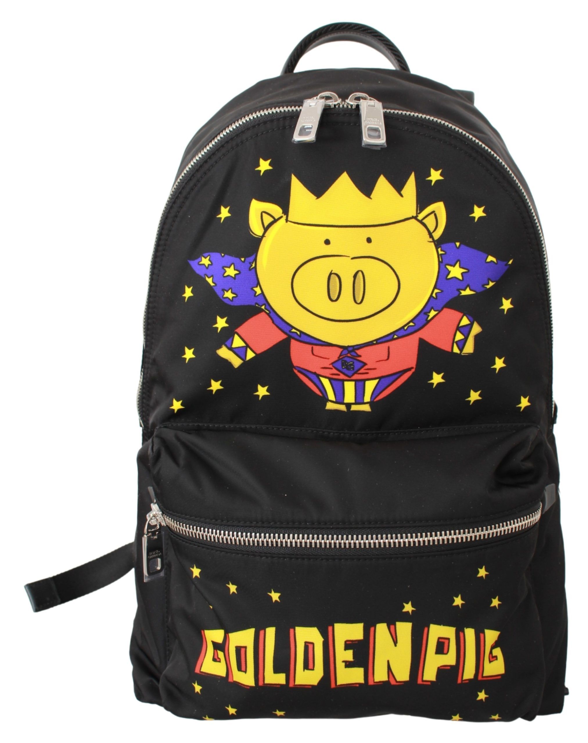 Dolce & Gabbana Mens Black Golden Pig of the Year School Backpack Nylon - One Size