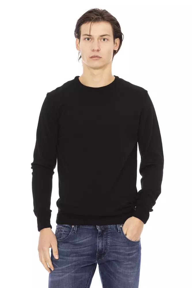 Baldinini Trend Mens Monogram Turtleneck Sweater in Fabric - Black - Size Large