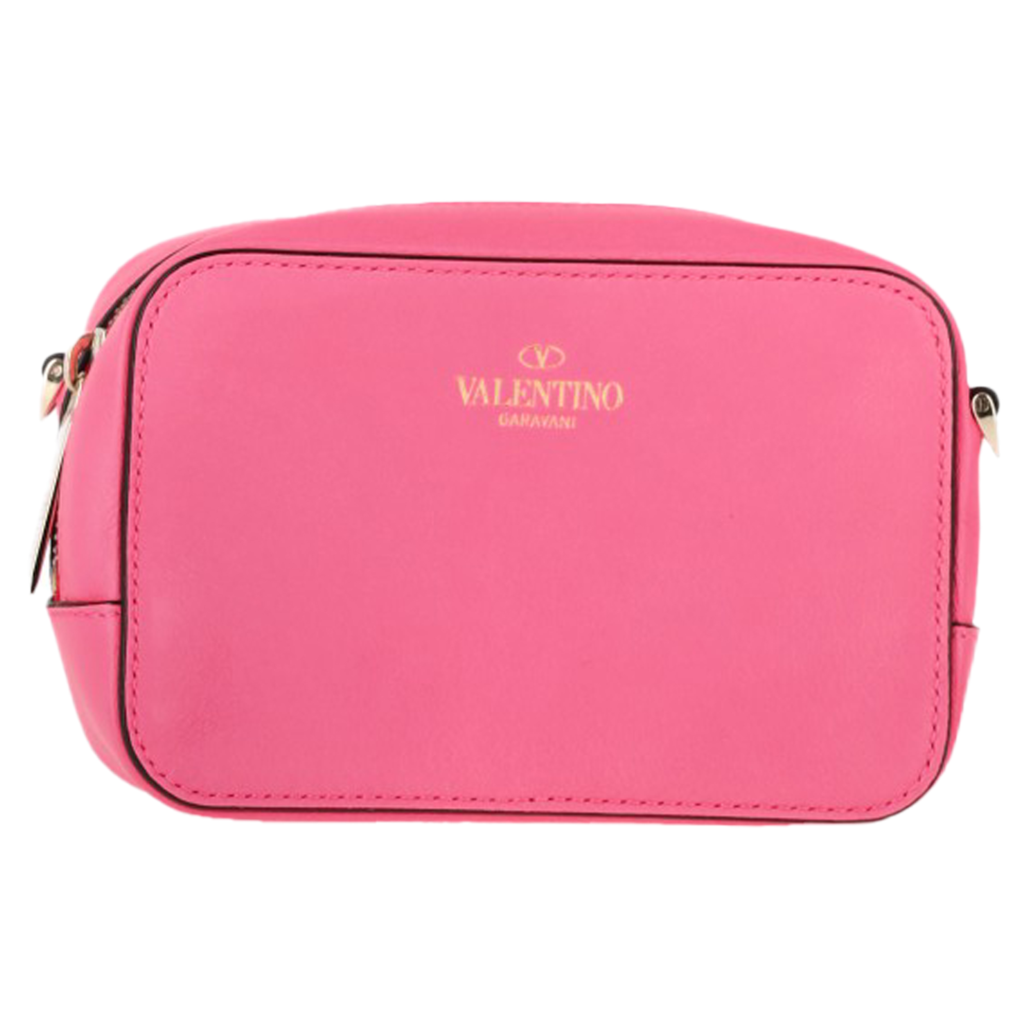 Valentino Pre-owned Womens Garavani Zipped Pouch in Pink Leather - One Size